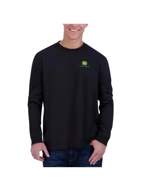 John Deere Men's M Long Sleeve Black T-Shirt 100% Cotton e1526